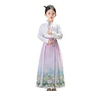 Zhongkaihua Ensemble jupe visage de cheval chinois Hanfu avec col montant + jupe visage de cheval pour enfants Hanbok style national chinois ancien pour petite fille