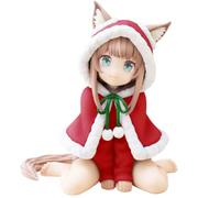 Zhongkaihua Figurine de Chatte Mignonne Kinako - Figurine de Dessin Animé Kinako en PVC - Statue Q - 15 cm - Figurine Kinako en Position Assise - Modèle pour Décoration de Bureau