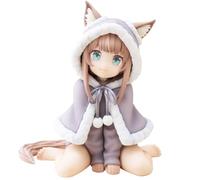 Zhongkaihua Figurine de fille chat mignonne Kinako Cartoon Q Figurines Statue PVC 15cm Figurine Kinako Position assise Modèle Ornements de table