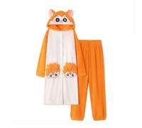 Zhongkaihua Haikyuu Anime Pyjama Kozume Kenma/Hinata Shoyo Kawaii à capuche en peluche Robe et pantalon en polaire corail avec poche à motif mignon Ensembles de vêtements de détente, Pyjama Hinata