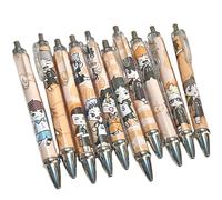 Zhongkaihua Haikyuu Merch Lot de 10 stylos Anime Haikyuu Fournitures scolaires Noir 0,5 mm Stylo à poussoir Unisexe Fournitures pour étudiants