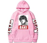 Zhongkaihua Hanma Baki Sweat à capuche numérique Hanma Yujiro Anime Pull avec poche, cadeau chaud pour adulte, enfant, étudiant, XS à 4XL, rose, M