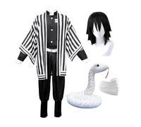 Zhongkaihua Iguro Obanai Costume de cosplay avec serpent en peluche Kimono Iguro Obanai Tenue uniforme chemise cape et pantalon Ensemble complet pour Halloween Anime Jeu de rôle