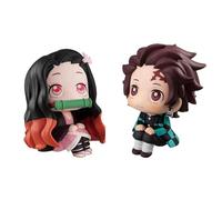 Zhongkaihua Kamado Tanjiro Figurine Kamado Nezuko Figure Action Anime Look Up Figures Assise Position Modele Mini Statue Decoration Collection Cadeaux 10cm PVC