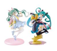 Zhongkaihua Lot de 2 figurines d'anime Miku avec poney 20 cm Miku Desktop Figurine mignonne Modèle d'anime Statue de bureau × Décoration
