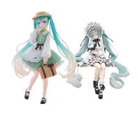 Zhongkaihua Lot de 2 figurines Miku dans la robe - Modèle de statue anime en PVC - Figurine décorative Miku - 14/18 cm - Cadeau pour les fans d'anime