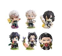 Zhongkaihua Lot de 6 figurines d'anime Kochou Shinobu Cute Mini Q Iguro Obanai Action Figurine Tokitou Muichirou en PVC Statue Modèle Ornements pour fans d'anime Objets de collection