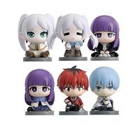 Zhongkaihua Lot de 6 figurines de dessin animé Frieren/Fougère/Stark/Himmel - Modèle assis - Mini figurine de dessin animé - En PVC - 4,5 cm - Ornements de collection - Cadeaux