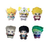 Zhongkaihua Lot de 6 figurines Jotaro/Johnny Joestar/Kishibe Rohan JJBA Anime Peluche douce 10 cm Dessin animé mignon pendentif sac à dos Décorations Occasions à collectionner
