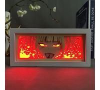 Zhongkaihua MHA Anime Lampe de table sculpture en papier 3D Midoriya Izuku/Bakugou Katsuki Personnage d'anime Sculptures d'ombre en papier Boîte lumineuse LED Décoration de chambre
