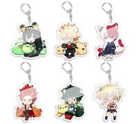 Zhongkaihua MHA Lot de 6 porte-clés en acrylique Motif dessin animé Midoriya Izuku/Bakugo Katsuki, Type 1, 5CM