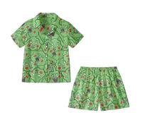 Zhongkaihua Mob Psycho 100 Merch Ensemble de pyjama 2 pièces avec short et pantalon pour la famille Motif fossettes Vert