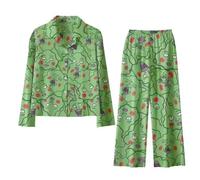 Zhongkaihua Mob Psycho 100 Merch Ensemble de pyjama 2 pièces avec short et pantalon pour la famille Motif fossettes Vert