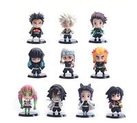 Zhongkaihua Q FIGURE Lot de 10 figurines d'anime Kamado Tanjiro, Tomioka Giyuu, Tokitou Muichirou, Kanroji Mitsuri Action Figurine mignonne Mini Anime PVC Statue Model Collection Ornement