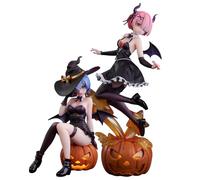 Zhongkaihua Rem Figurine de sorcière Rem en forme de citrouille en PVC - 17 cm - Décoration de bureau d'Halloween
