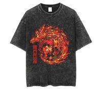 Zhongkaihua T-shirt Kimetsu no Yaiba Rengoku/Nezuko/Tanjiro/Mitsuri T-shirt Anime lavé T-shirt noir gris haut manches courtes unisexe, Type 5, 3XL