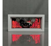 Zhongkaihua Tokyo Ghoul Boîte lumineuse 3D découpée en papier LED Lampe de table Kaneki Ken Personnage Anime Sculptures en papier Veilleuse Cadeau créatif