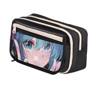 Zhongkaihua Trousse à crayons Miku Kawaii Anime - Super mignon personnage de dessin animé imprimé, 21 x 8 x 13 cm, grande capacité, multi-compartiments, papeterie, cadeaux pour étudiants, Type 3