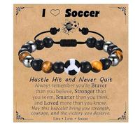 zhongko Lot de 2 bracelets de football avec carte, bracelet de balle pour garçons, cadeaux de football pour adolescents garçons de 16 à 18 ans, fils, petit-fils, neveu, frère, anniversaire, Noël