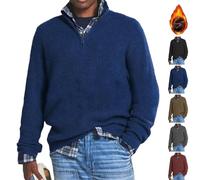 ZHONGLE 2024 New Cashmere Business Casual Zipper Sweater Men's New Cashmere Business Casual Zipper Sweater,Pull Polo à col Ras du Cou 1/4 Zip Pullover pour Hommes (Bleu foncé,4X-Large)