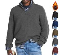 ZHONGLE 2024 New Cashmere Business Casual Zipper Sweater Men's New Cashmere Business Casual Zipper Sweater,Pull Polo à col Ras du Cou 1/4 Zip Pullover pour Hommes (Gris,XX-Large)