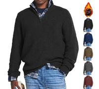 ZHONGLE 2024 New Cashmere Business Casual Zipper Sweater Men's New Cashmere Business Casual Zipper Sweater,Pull Polo à col Ras du Cou 1/4 Zip Pullover pour Hommes (Noir,Large)