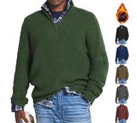 ZHONGLE 2024 New Cashmere Business Casual Zipper Sweater Men's New Cashmere Business Casual Zipper Sweater,Pull Polo à col Ras du Cou 1/4 Zip Pullover pour Hommes (Vert foncé,Large)