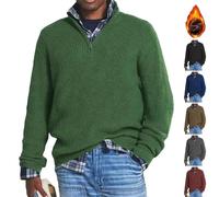 ZHONGLE 2024 New Cashmere Business Casual Zipper Sweater Men's New Cashmere Business Casual Zipper Sweater,Pull Polo à col Ras du Cou 1/4 Zip Pullover pour Hommes (Vert,Large)