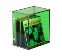 zhongqunli Recordman, Caisse de rangement for disques vinyles, étui support LP avec cadre en alliage d'aluminium, boîte couvercle verre organique, facile à installer(Green)