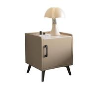 zhongqunli Table de Nuit, Table de Chevet avec Table cachée Plateau en Faux marbre, d'appoint Verrouillage par Mot Passe Empreinte Digitale for Chambre à Coucher, Salon(Khaki)