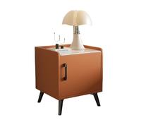 zhongqunli Table de Nuit, Table de Chevet avec Table cachée Plateau en Faux marbre, d'appoint Verrouillage par Mot Passe Empreinte Digitale for Chambre à Coucher, Salon(Orange)