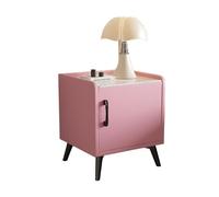 zhongqunli Table de Nuit, Table de Chevet avec Table cachée Plateau en Faux marbre, d'appoint Verrouillage par Mot Passe Empreinte Digitale for Chambre à Coucher, Salon(Pink)