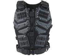 Zhongren Gilet tactique pour airsoft - Protection de poitrine réglable - Pour paintball, cosplay, film, jeux militaires, moto, entraînement en plein air Taille S-XL Pour adulte homme et femme, Noir