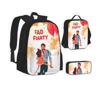 ZHONGSK Fathers Day by Daughter - Cartable + trousse à crayons + sac à déjeuner, sac à dos 3 en 1, résistant à l'eau et durable pour étudiants, enfants, adolescents, filles et garçons, Noir , Taille