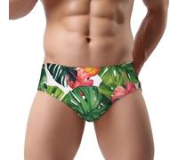 ZHONGSK Feuilles tropicales | Slip pour homme doux et respirant Triangle Slip extensible confortable pour homme Slip élégant imprimé graphique, Noir , M