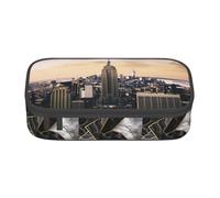 ZHONGSK Grande trousse à crayons de grande capacité - Empire State Building - Trousse de maquillage avec compartiments à fermeture éclair pour filles, garçons, enfants, adultes, femmes et hommes, Noir