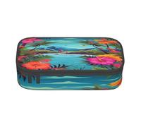 ZHONGSK Grande trousse à crayons de grande capacité - Hello Hawaii - Trousse de maquillage avec compartiments à fermeture éclair pour filles, garçons, enfants, adultes, femmes et hommes, Noir , Taille