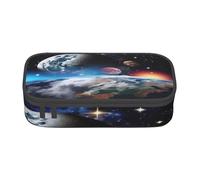 ZHONGSK Grande trousse à crayons de grande capacité - Planète spatiale - Trousse de maquillage avec compartiments à fermeture éclair pour filles, garçons, enfants, adultes, femmes et hommes, Noir ,