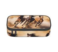 ZHONGSK Grande trousse à crayons de grande capacité - Trois chevaux qui courent - Trousse de maquillage avec compartiments à fermeture éclair pour filles, garçons, enfants, adultes, femmes et hommes,