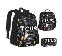 ZHONGSK Math Geometry Geek Calculus - Cartable + trousse à crayons + sac à déjeuner combinaison, sac à dos 3 en 1, résistant à l'eau et durable pour étudiants, enfants, adolescents, filles et garçons,