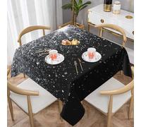 ZHONGSK Nappe carrée à paillettes argentées brillantes - 137 x 137/152 x 152 cm - Tissu polyester imperméable et lavable - Résistante à l'huile - Pour salle à manger, cuisine, fête, pique-nique