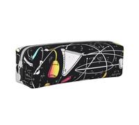 ZHONGSK Petite trousse à crayons en cuir avec fermeture éclair, pochette de papeterie imprimée pour enfants, filles, garçons, enseignants et utilisation au bureau (mathématiques géométriques, geek