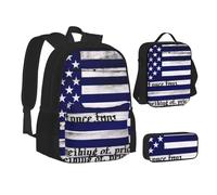 ZHONGSK Pledge of Allegiance Flag - Sac d'école + trousse à crayons + sac à déjeuner, sac à dos 3 en 1, résistant à l'eau et durable, sac à dos pour étudiants, enfants, adolescents, filles et garçons,