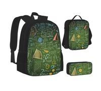 ZHONGSK Question mathématique - Sac d'école + trousse à crayons + sac à déjeuner, ensemble sac à dos 3 en 1, résistant à l'eau et durable, sac à dos pour étudiants, enfants, adolescents, filles et