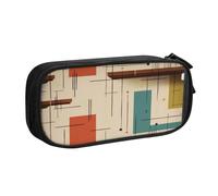 ZHONGSK Trousse à crayons de grande capacité avec compartiments à fermeture éclair, jolie trousse à crayons | Moderne du milieu du siècle | Organiseur pour garçons, filles et adultes, Noir , Taille