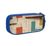 ZHONGSK Trousse à crayons de grande capacité avec compartiments à fermeture éclair, jolie trousse à crayons | Moderne du milieu du siècle | Organiseur pour garçons, filles et adultes, bleu, Taille