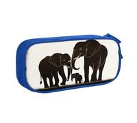 ZHONGSK Trousse à crayons de grande capacité avec compartiments à fermeture éclair, jolie trousse à crayons | Vieux éléphant et jeune éléphant | Trousse à stylos pour garçons filles et adultes, bleu,