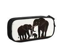 ZHONGSK Trousse à crayons de grande capacité avec compartiments à fermeture éclair, jolie trousse à crayons | Vieux éléphant et jeune éléphant | Trousse à stylos pour garçons filles et adultes, Noir ,