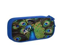 ZHONGSK Trousse à crayons de grande capacité avec compartiments à fermeture éclair - Motif paon frais - Organiseur pour garçons et filles et adultes, bleu, Taille unique, Organiseur d'emballage