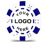 ZHONGSYU 50 jetons de Poker personnalisés, Impression Couleur intégrale avec Votre Logo, Texte ou Image, en d'argile, rayés, 11,5 grammes, idéaux pour Les événements, Tournois (Blanc Bleu)